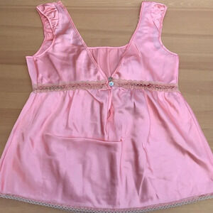 Bongo Y2K Babydoll Lace Trim Satin Barbie Coquette Top Fairycore Size M NWT